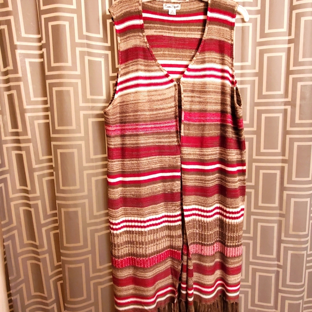 Long line vest with fringe